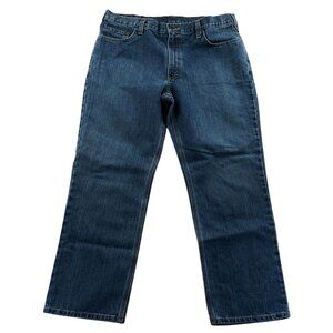 Carhartt Mens Work Jeans Size 38x30 Relaxed Fit Straight Leg Blue Denim Casual